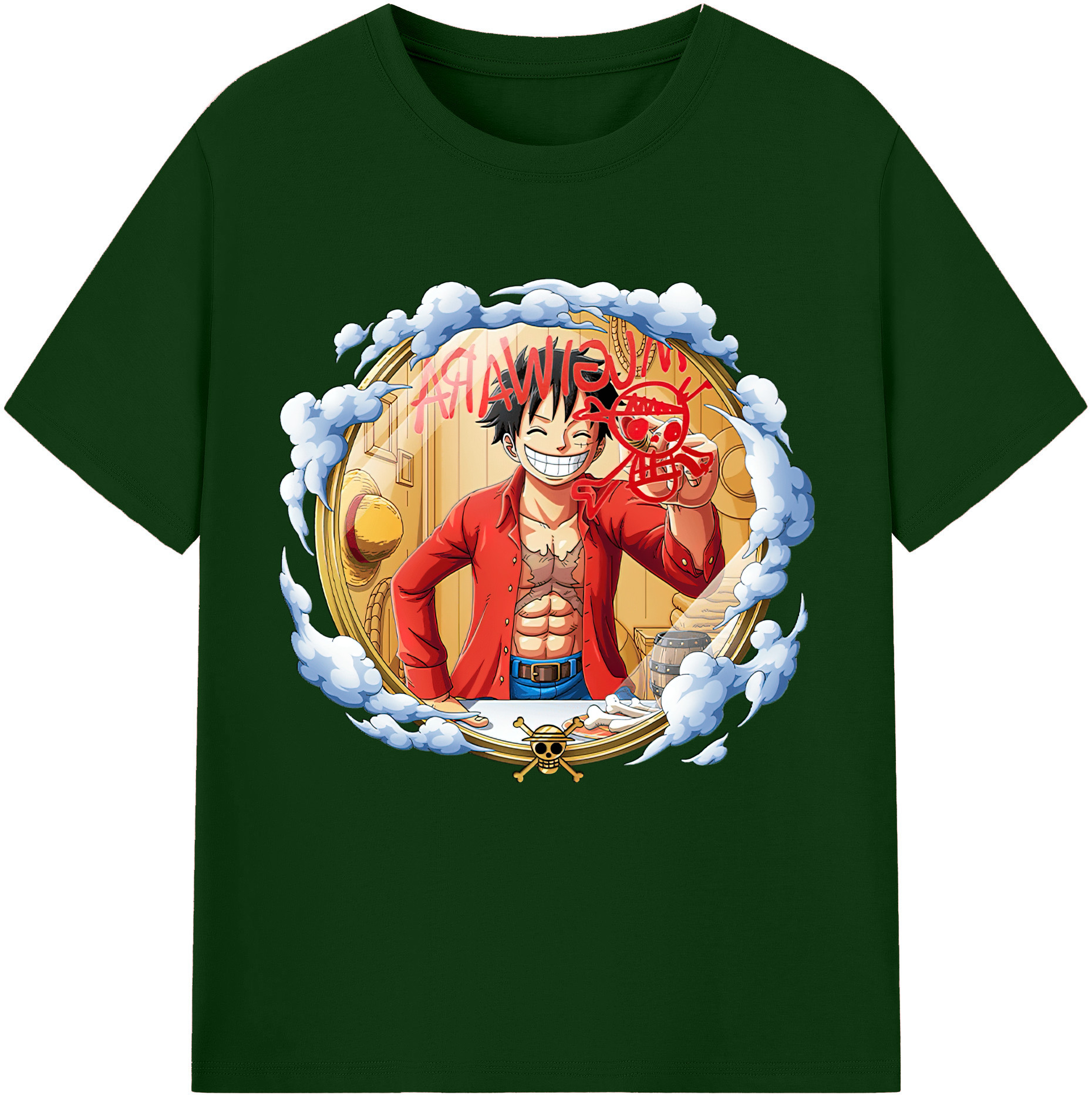 ワンピース モンキー・D・ルフィ ONE PIECE Monkey D. Luffy 綿100％半袖Tシャツ（フロントプリント）